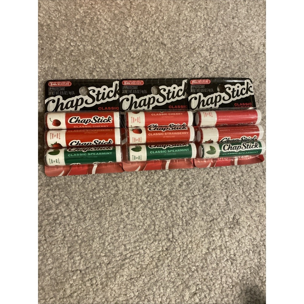 ChapStick Classic Lip Balm Variety Pack Cherry Strawberry Spearmint 3 Packs